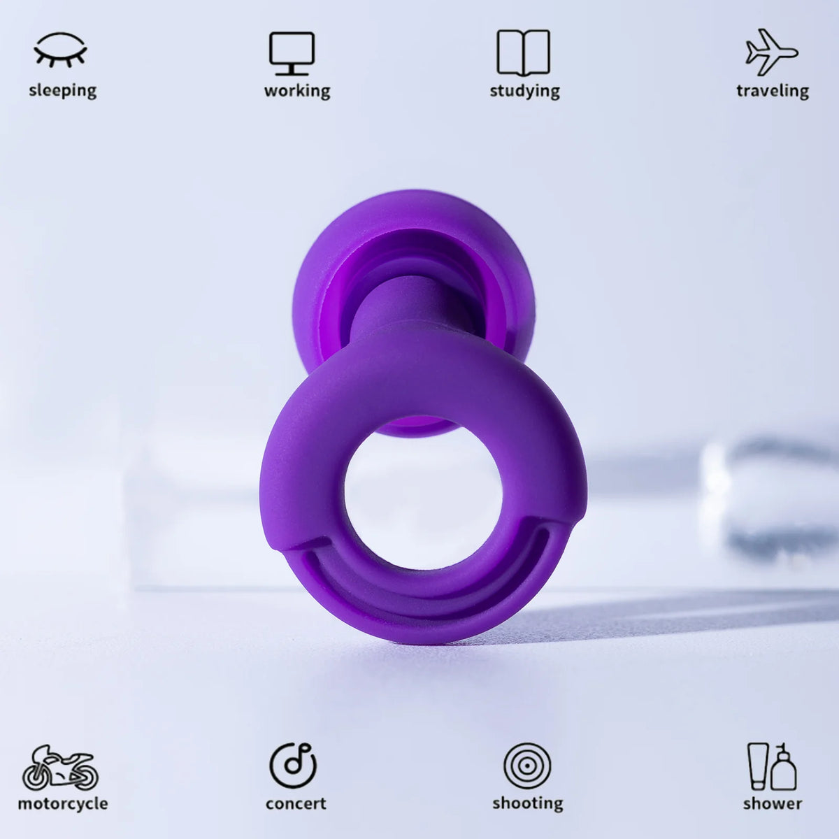 Reusable Silicone Noise-Reducing Earplugs – 4 Sizes for Sleep, Swimming and Travel