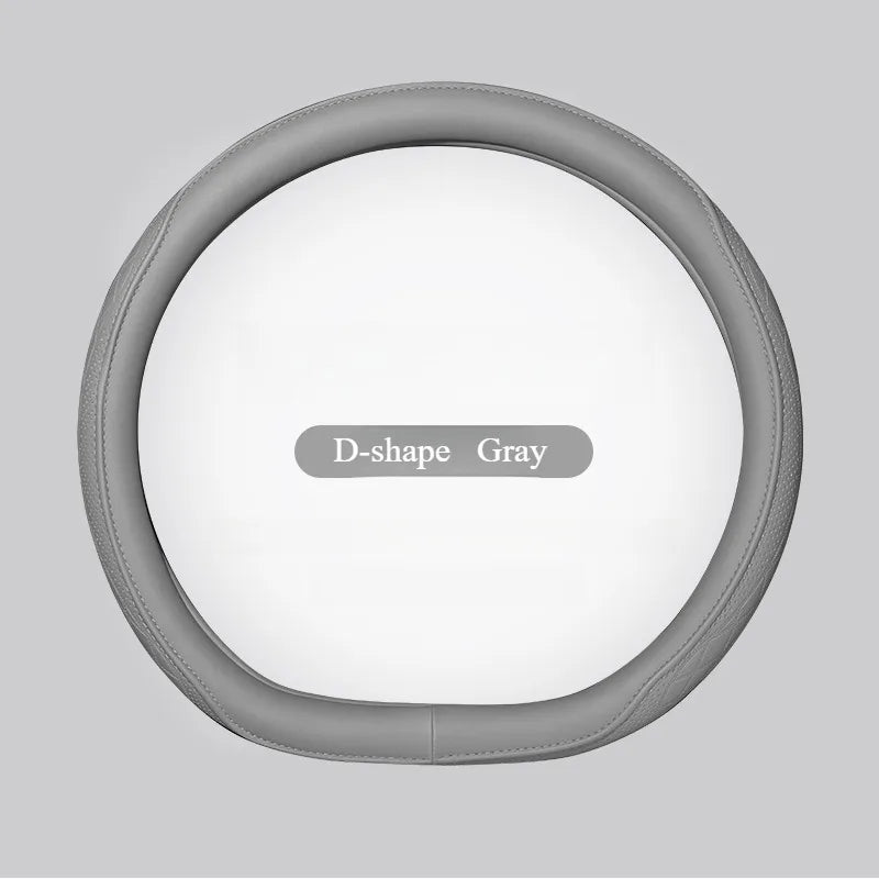 Embossed PU Leather Steering Wheel Cover – Non-Slip Breathable Universal 15 Inch (38cm) O & D Shape