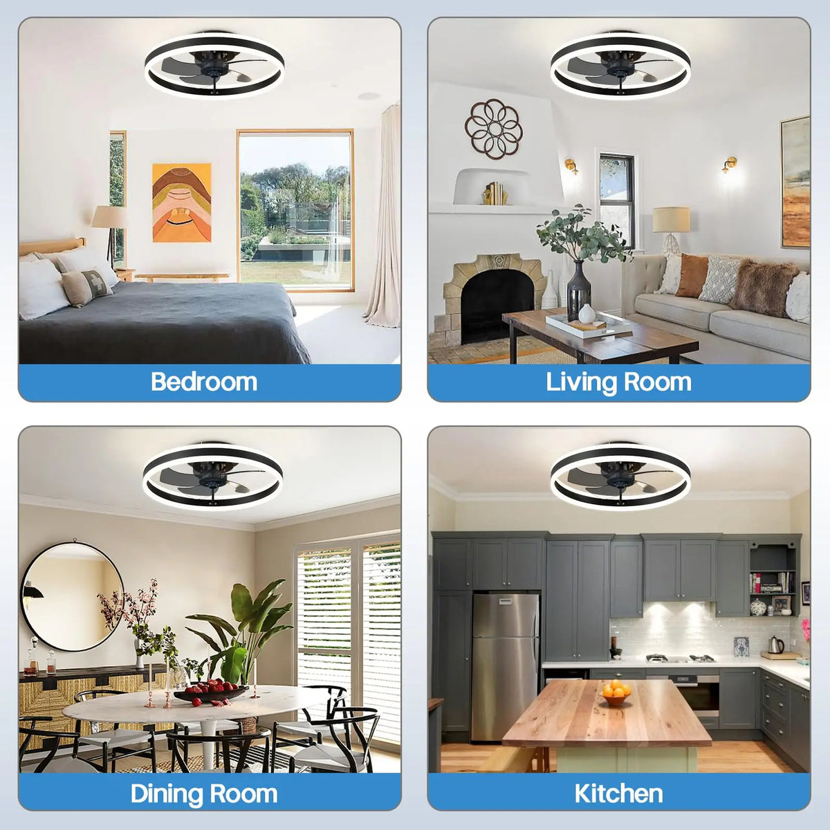 Modern Reversible Ceiling Fan With Dimmable LED Light & Remote Control