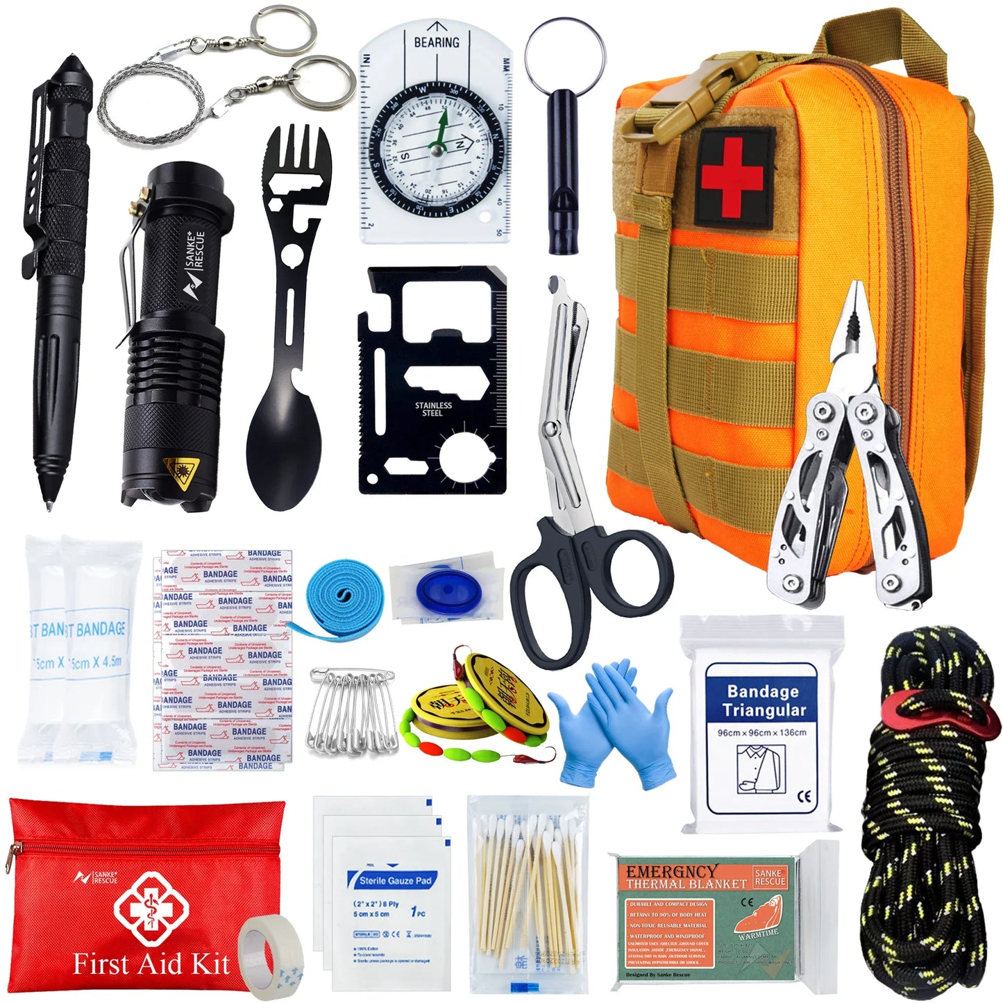24-in-1 Tactical Survival & First Aid Kit – MOLLE Emergency Pouch for Car, Camping and Hiking