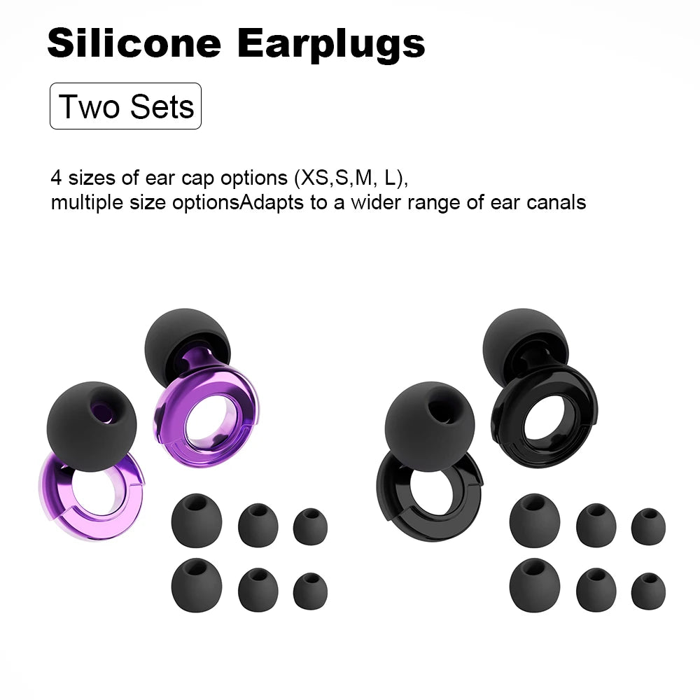 Reusable Silicone Noise-Reducing Earplugs – 4 Sizes for Sleep, Swimming and Travel