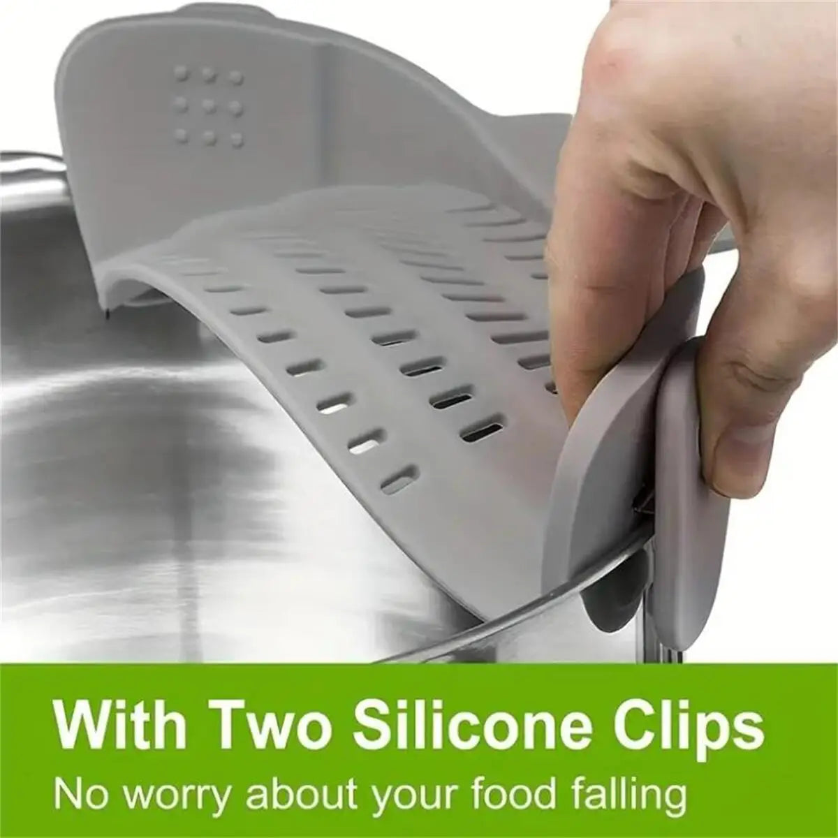 Adjustable Clip-On Pot Strainer – Stainless Steel Kitchen Strainer for Pots, Pans & Bowls