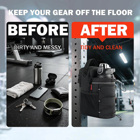 Magnetic Gym Water Bottle Bag – Crossbody Fitness Pouch with Bottle Holder & Phone Pocket