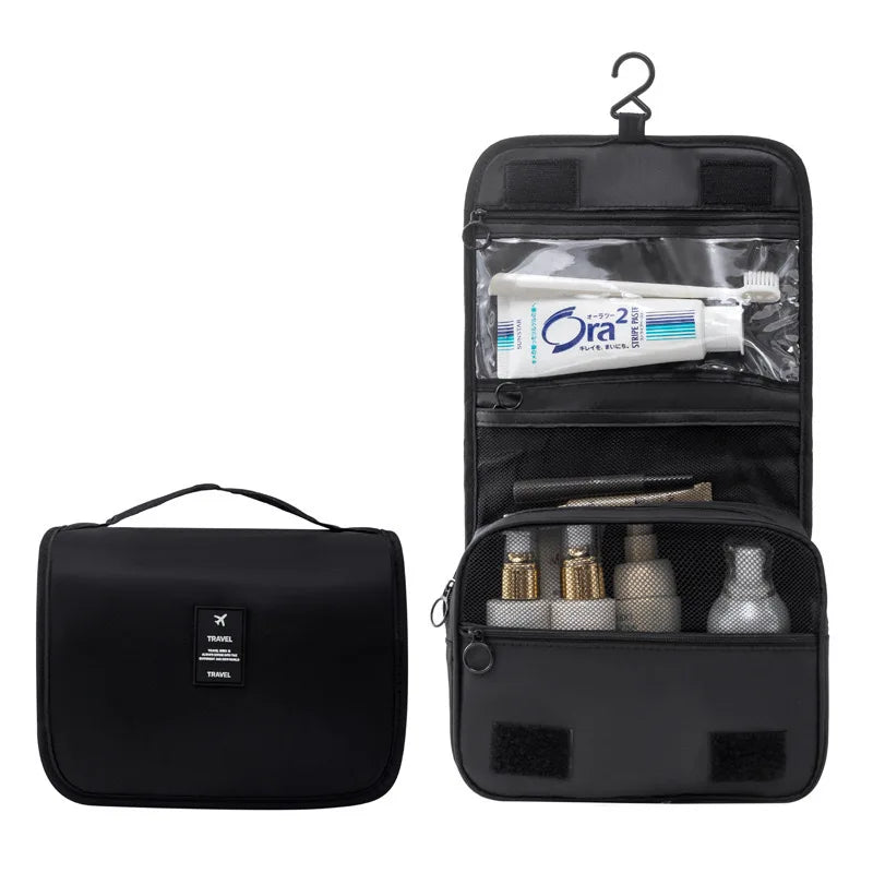 Multi-Functional Travel Toiletry & Makeup Bag – Double-Layer Waterproof Organizer with Hanging Hook