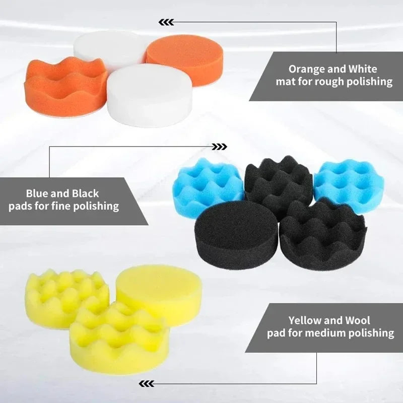 Car Polishing Sponge Pad Kit – Reusable Foam Buffer Pads for Waxing & Detailing