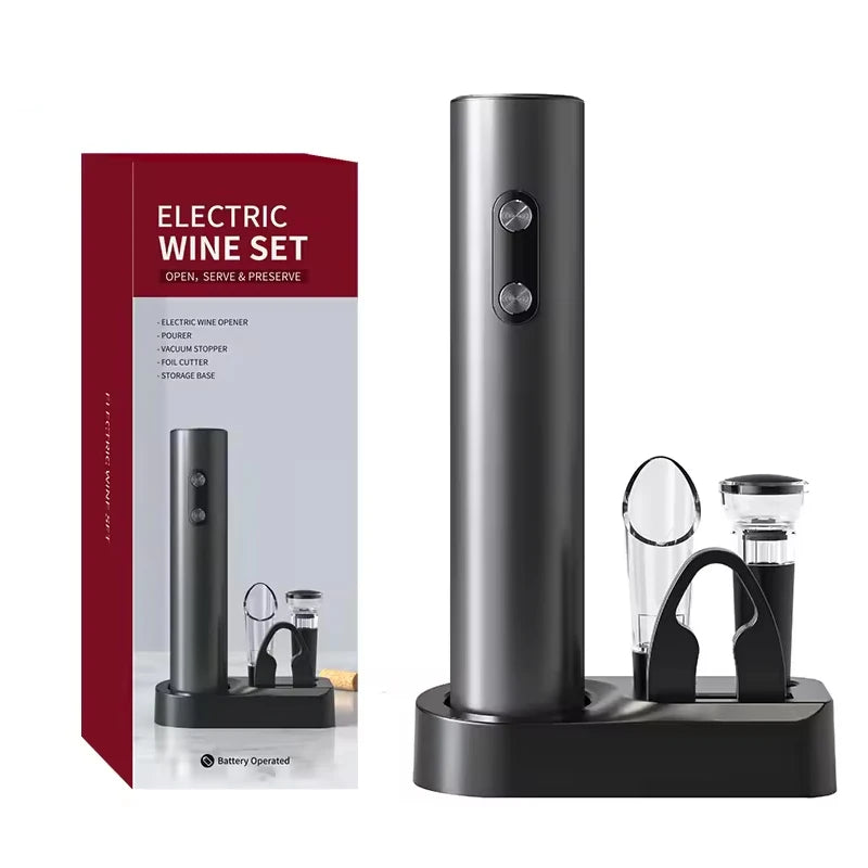 Electric Wine Opener Gift Set – Automatic Red Wine Bottle Opener with Stopper & Pourer