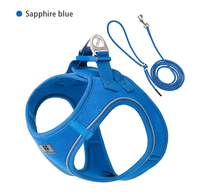 Reflective Dog Harness & Leash Set – Adjustable Step-In Vest for Small & Medium Dogs