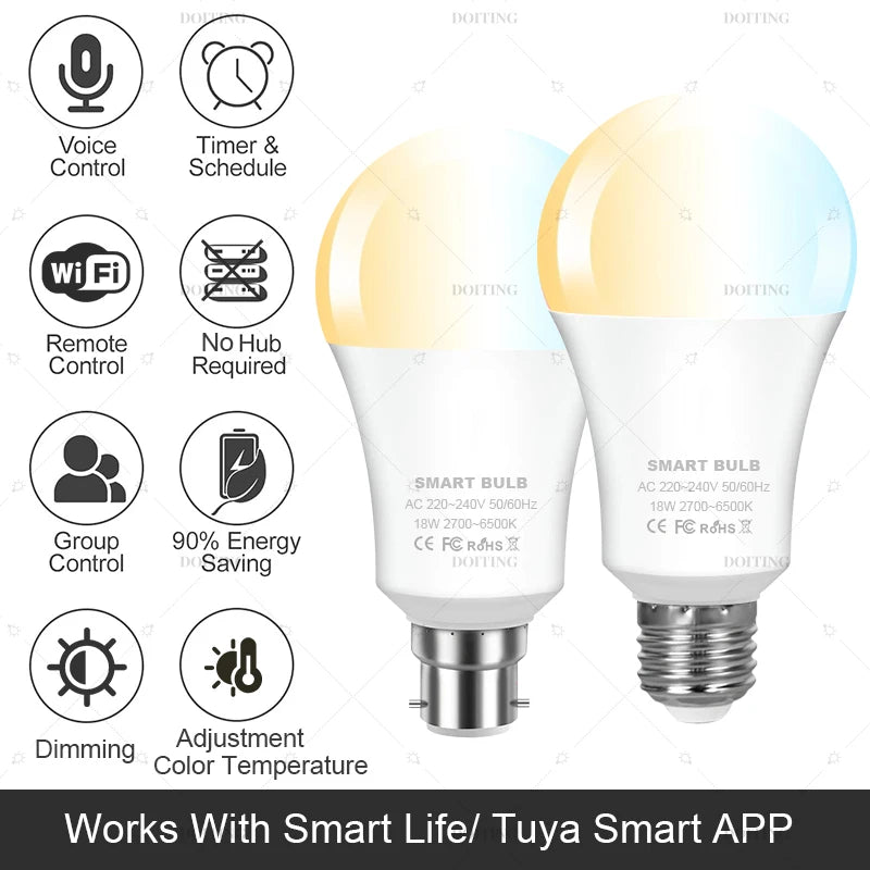 Tuya WiFi Smart LED Bulb 18W – E27 / B22