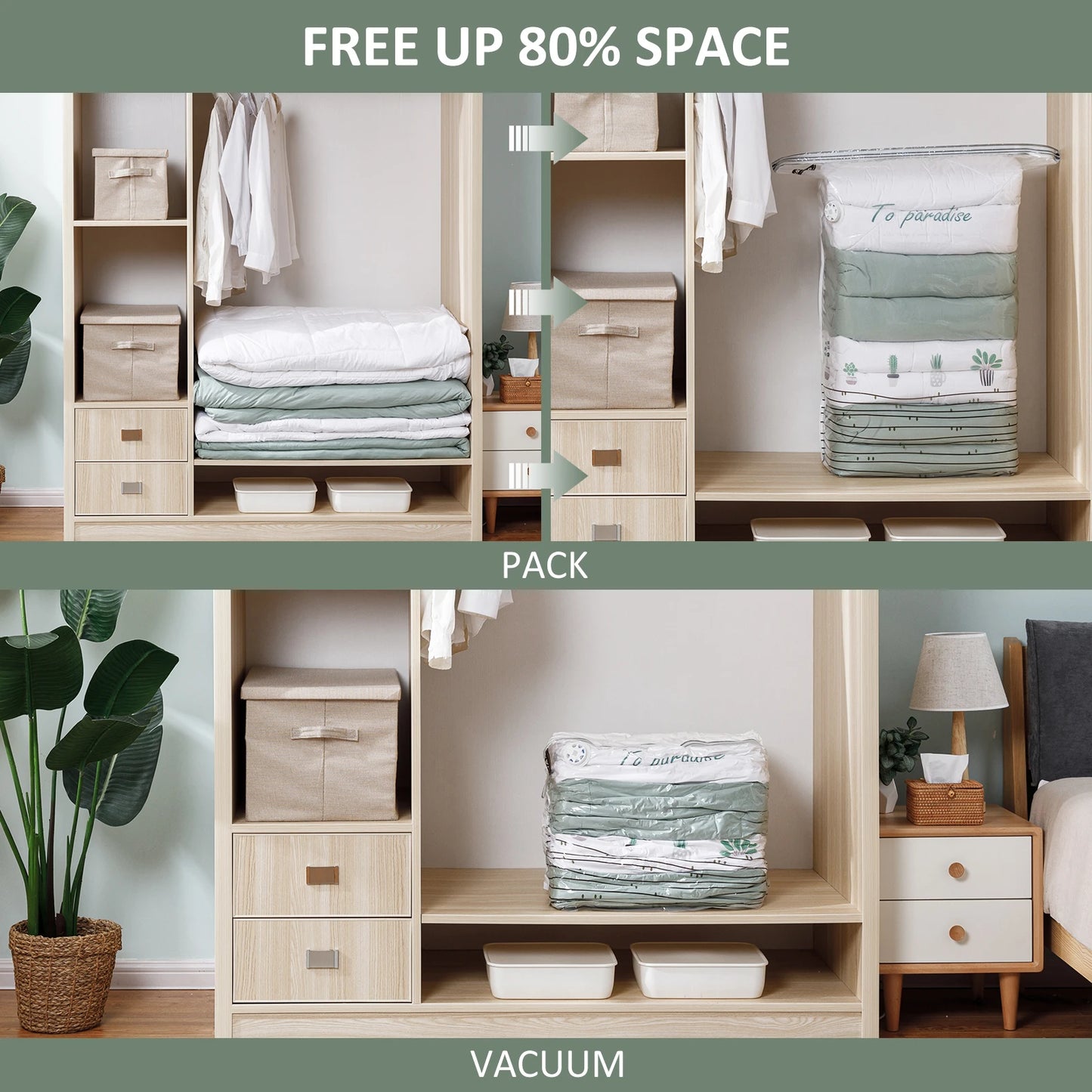 TAILI Cubic Vacuum Storage Bags – Reusable Space Saver Bags for Clothes, Comforters & Travel (No Pump Needed)