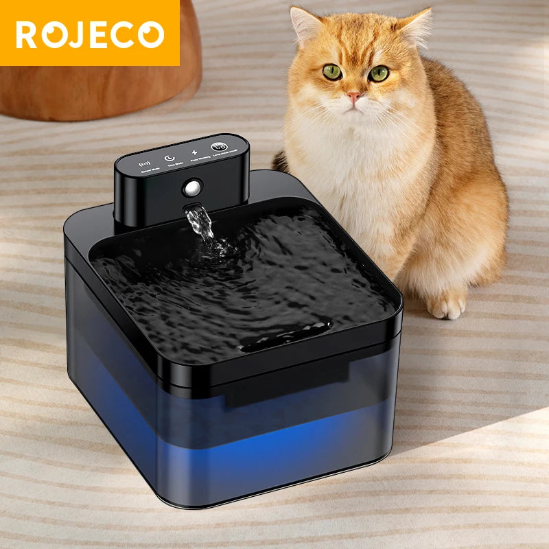 ROJECO Wireless Automatic Cat Water Fountain – 2600mAh Infrared Sensor Pet Water Dispenser for Cats & Dogs