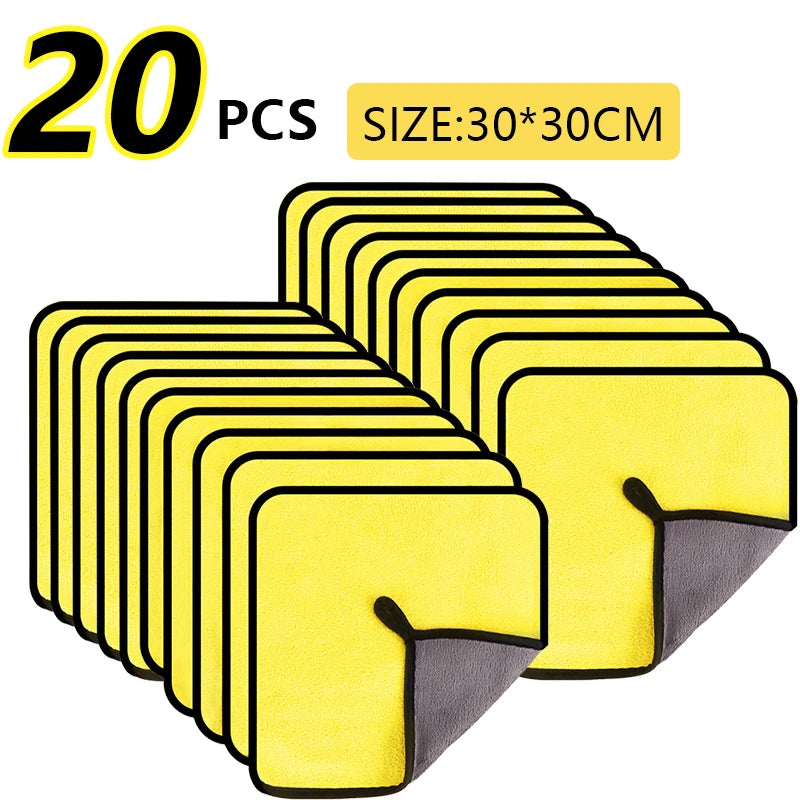 5–20 Pack Microfiber Car Cleaning Towels – Absorbent 30×30/30×60cm Cloths
