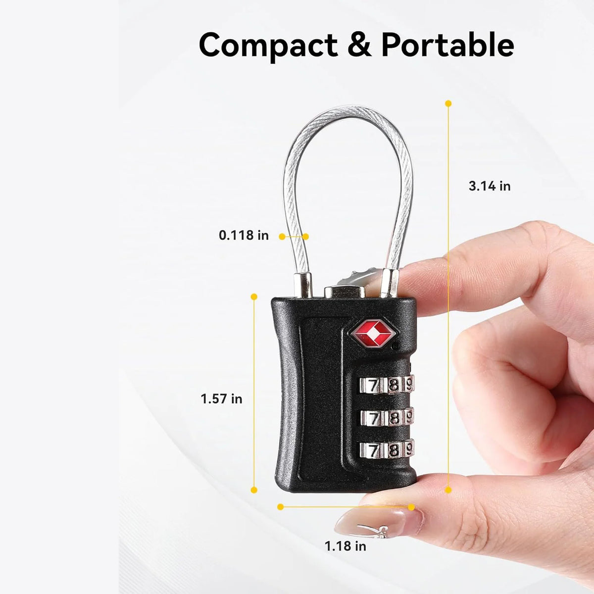 4-Pack 3-Digit Combination Luggage Locks – Resettable Black Travel Padlocks