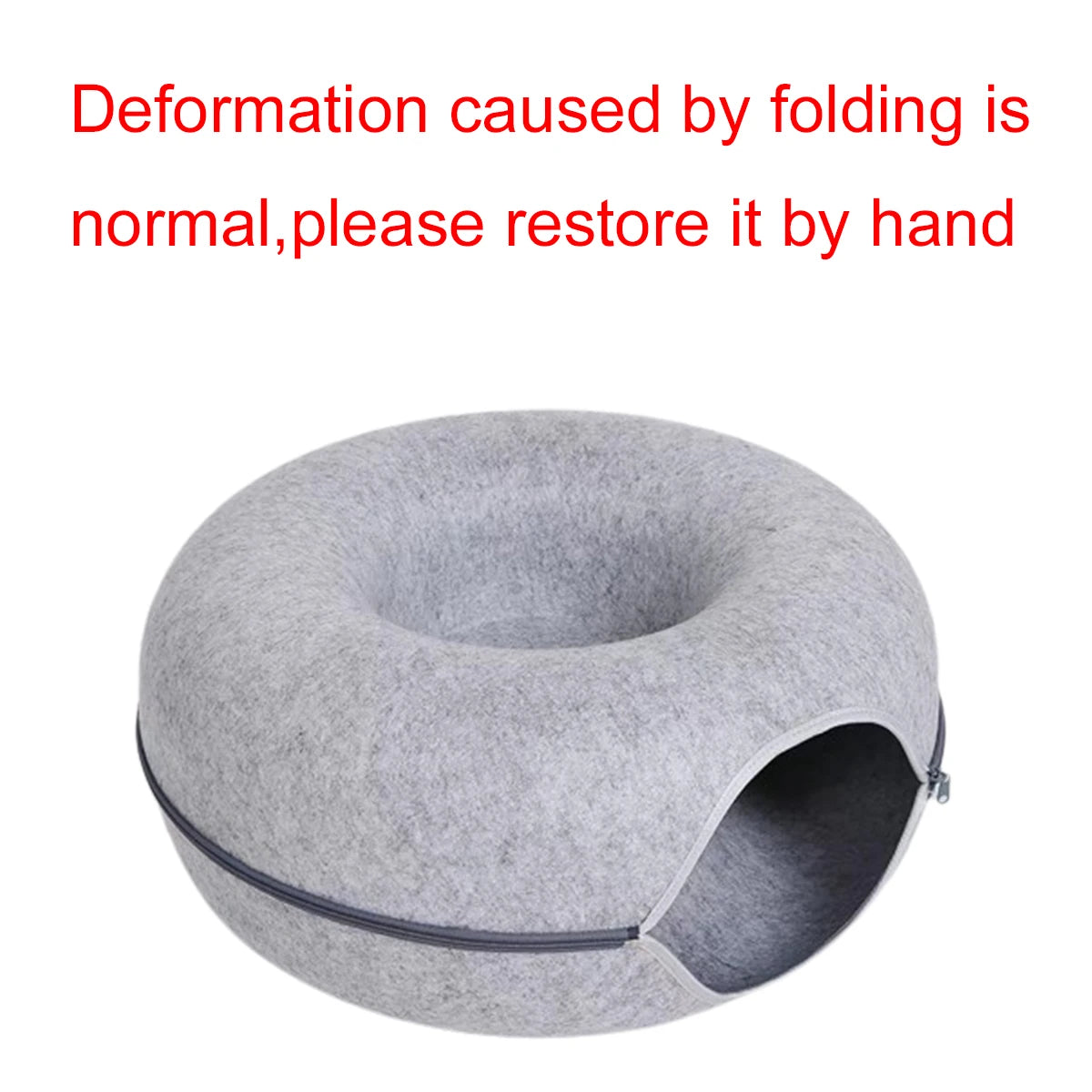 Round Felt Cat Tunnel Bed & Scratcher – Interactive Donut Nest For Kittens