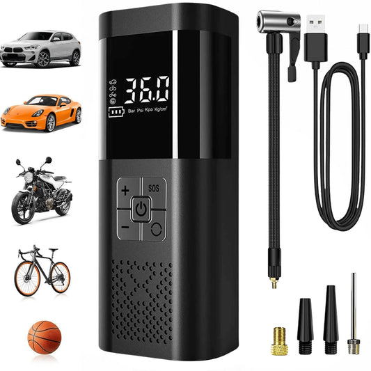 STSCELZ Portable Cordless Tire Inflator – 150 PSI Air Compressor With Digital Gauge, Auto Stop & LED Light