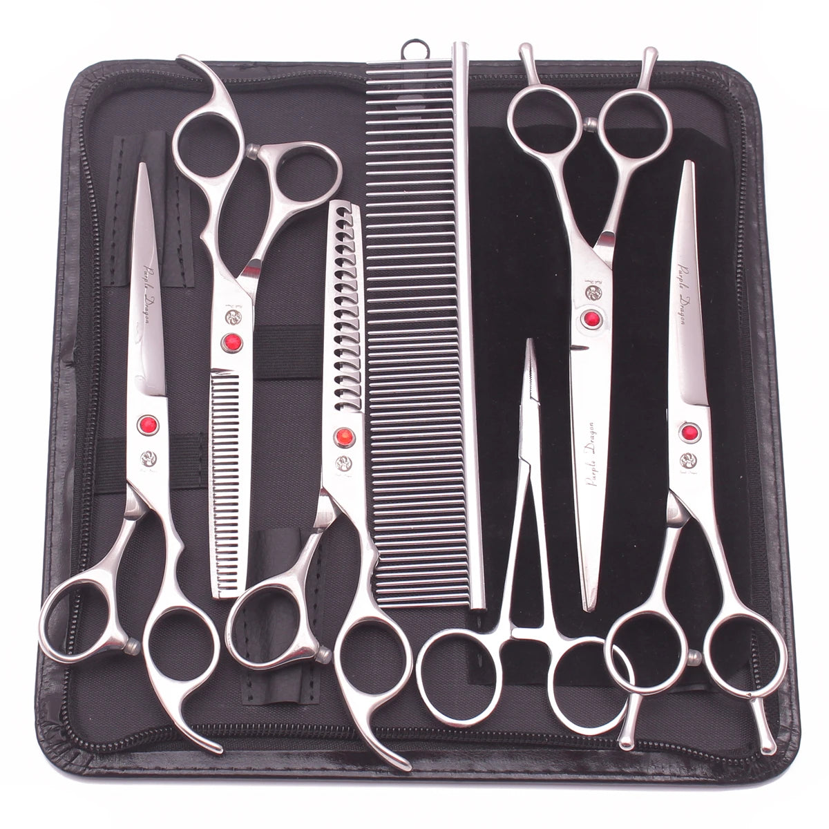 Purple Dragon Professional Dog Grooming Scissors Kit – 6.5” & 7” Japan 440C Stainless Steel Shears Set (Z3002)