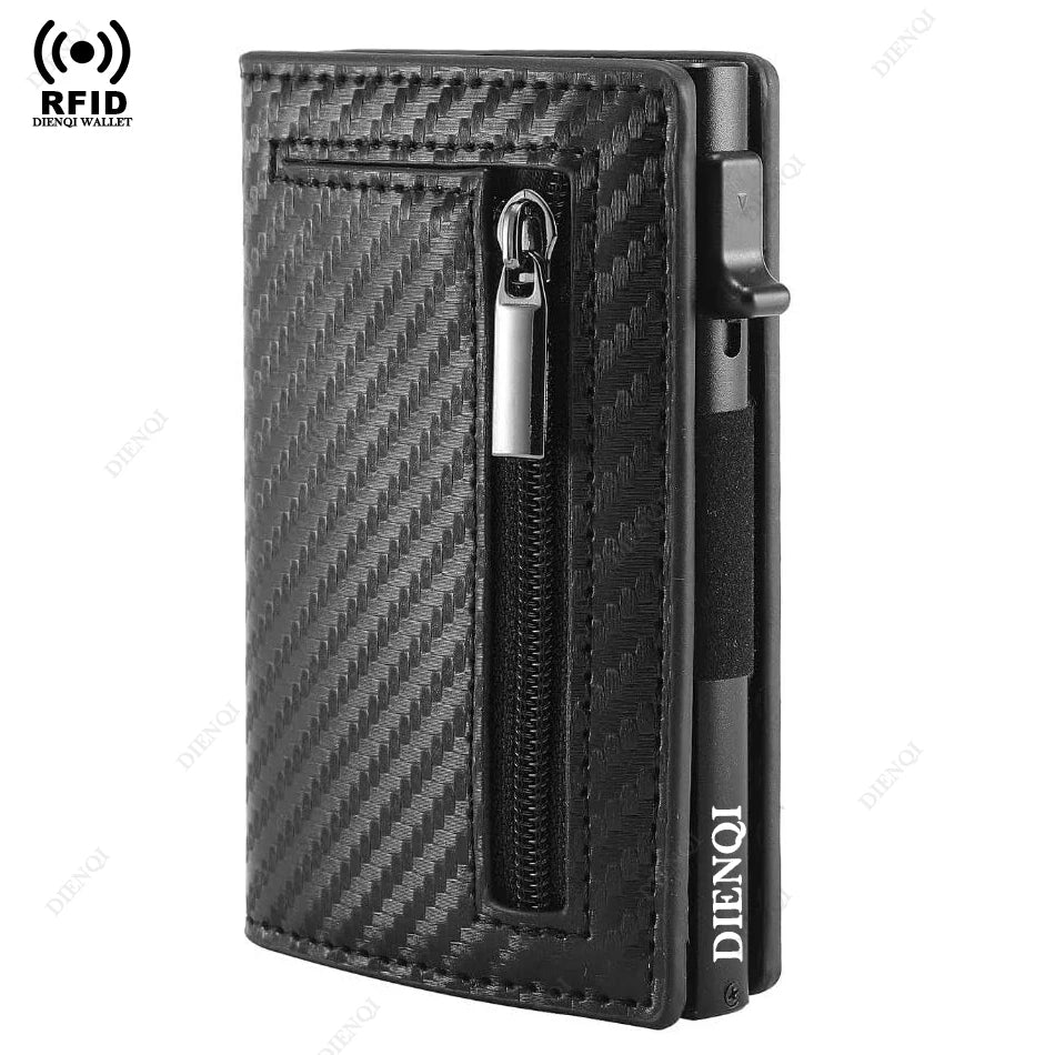Slim RFID-Blocking Card Holder Wallet – Compact Black Wallet for Cards and Cash