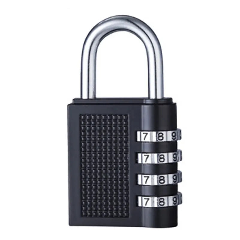 4-Digit Zinc Alloy Combination Padlock – Resettable Black Lock for Gym Lockers and Luggage