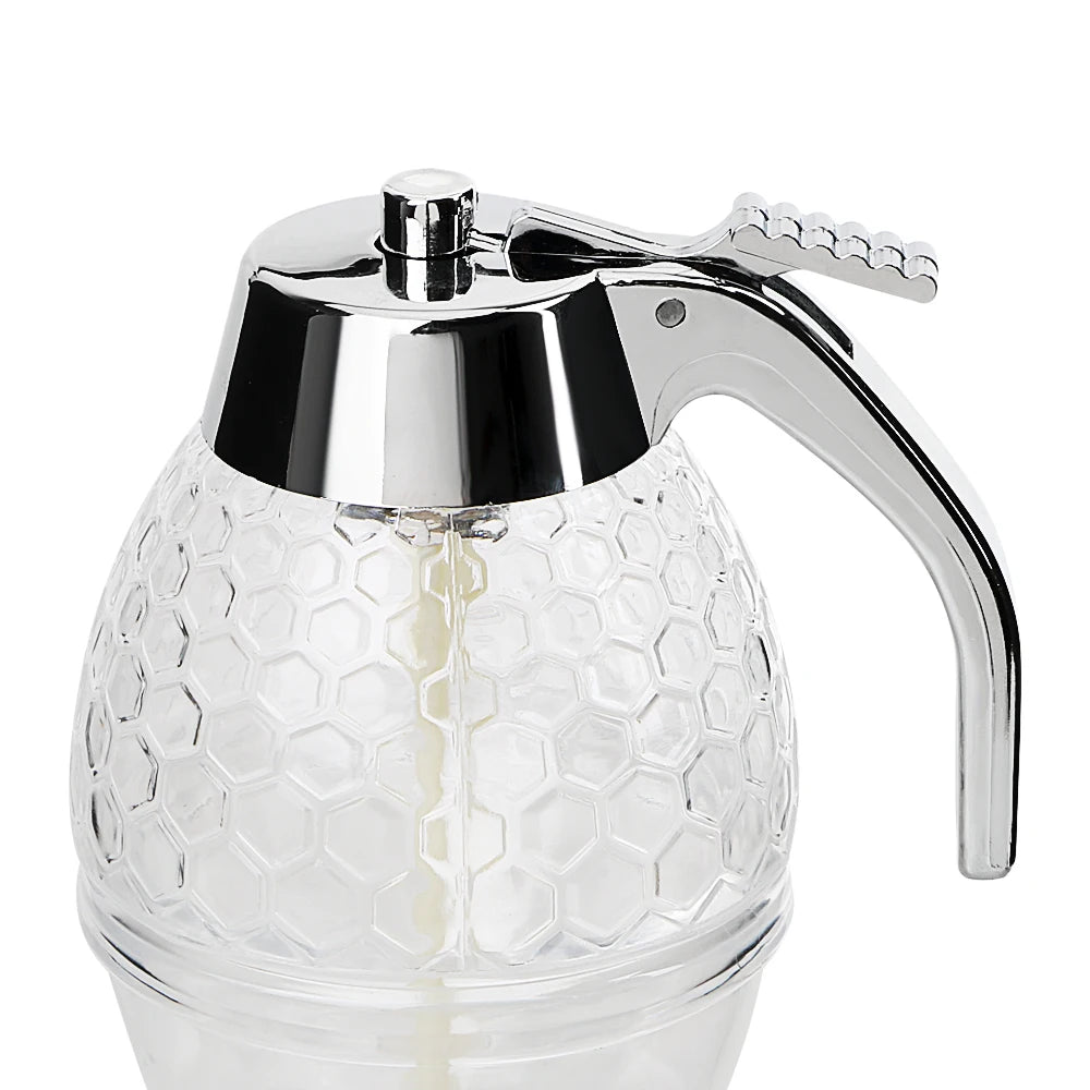 Acrylic Honey Dispenser Jar with Stand – No Drip Syrup & Juice Squeeze Bottle