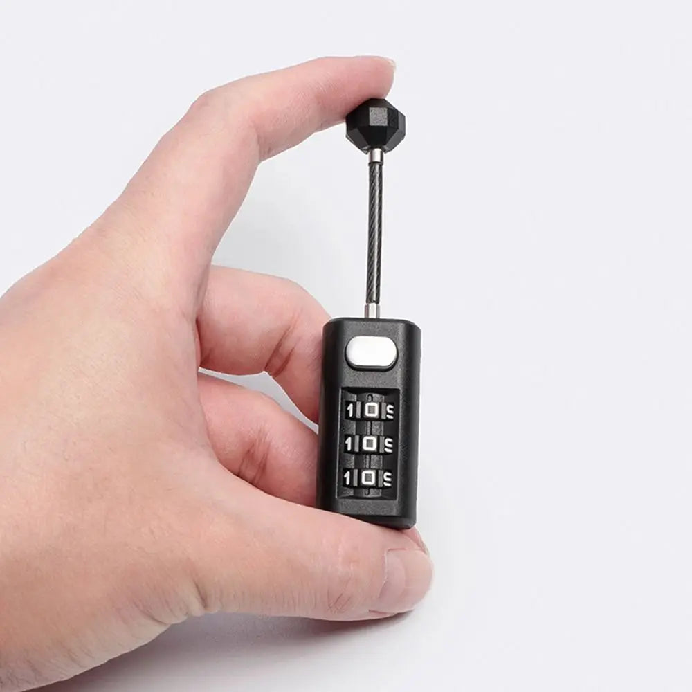 3-Digit Resettable Cable Lock – Mini Combination Padlock for Backpack Zippers and Luggage