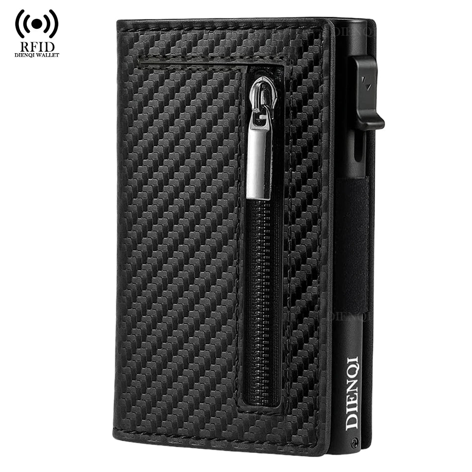 Slim RFID-Blocking Card Holder Wallet – Compact Black Wallet for Cards and Cash