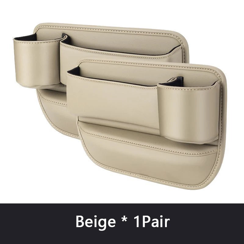 PU Leather Car Seat Gap Organizer With Phone, Cup And Key Storage – 1/2 Pieces