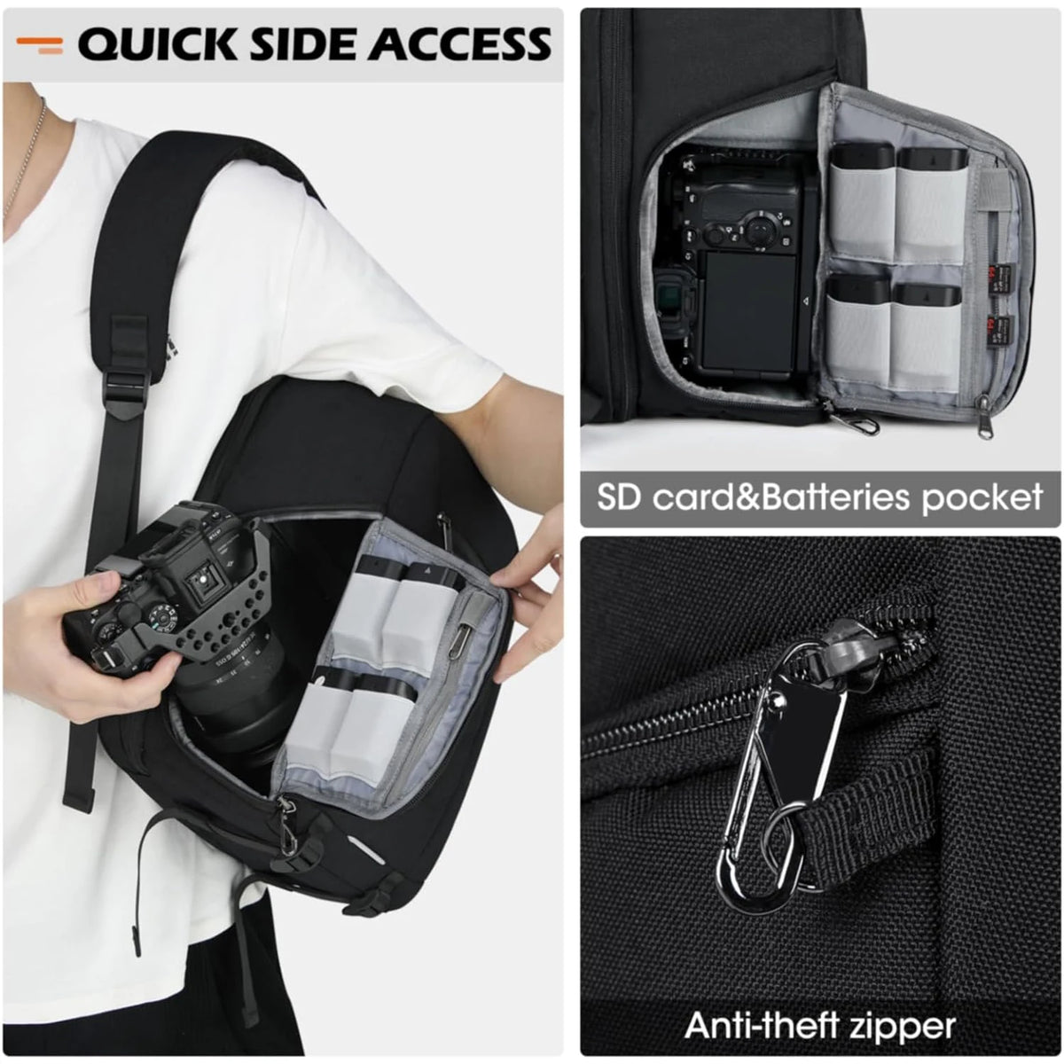 Camera Backpack With Laptop Storage and Rain Cover – Padded Photography Bag, M/L