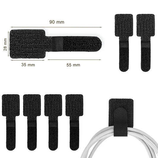 20Pcs Adhesive Cable Management Straps Reusable Self-Adhesive Cable Organizer Ties for Desk Wire Management