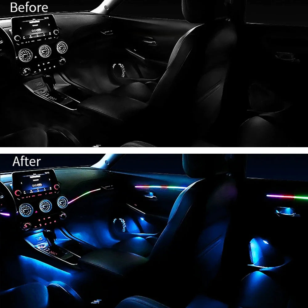 WUMFIRE 18-in-1 RGB Car Interior Ambient Light Kit – 64-Color App-Controlled Hidden Acrylic LED Strips