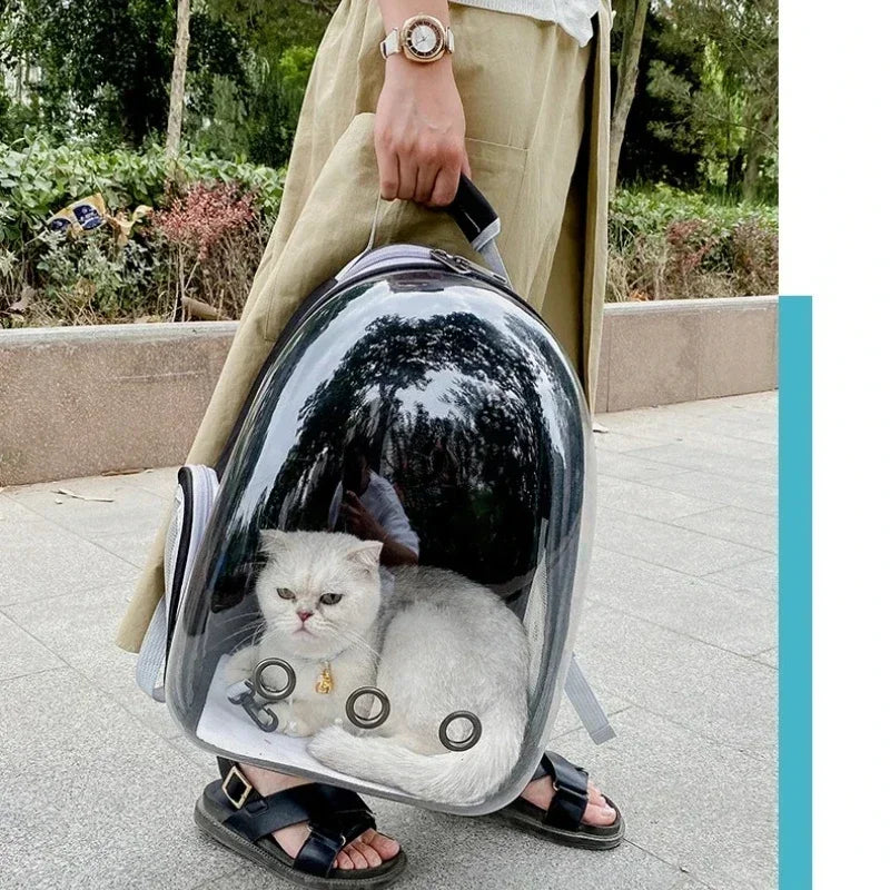 Transparent Space Capsule Pet Backpack – Breathable Cat & Dog Carrier with PVC Window