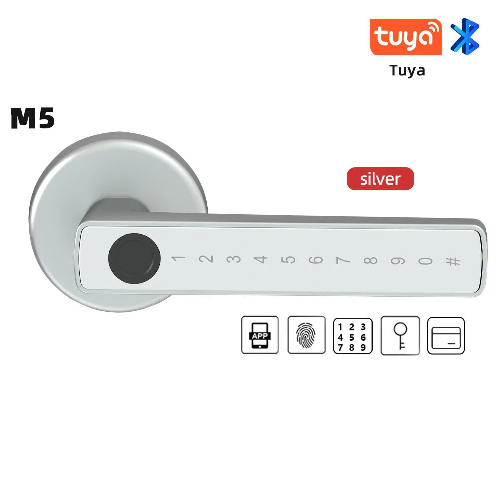 RAYKUBE M5 Smart Fingerprint Door Lock – Tuya BLE Digital Lock with App, Password, Card & Key Access