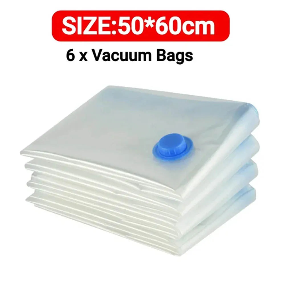 Reusable Vacuum Storage Bags with Hand Pump – Space Saving Compression Bags for Clothes, Blankets & Pillows