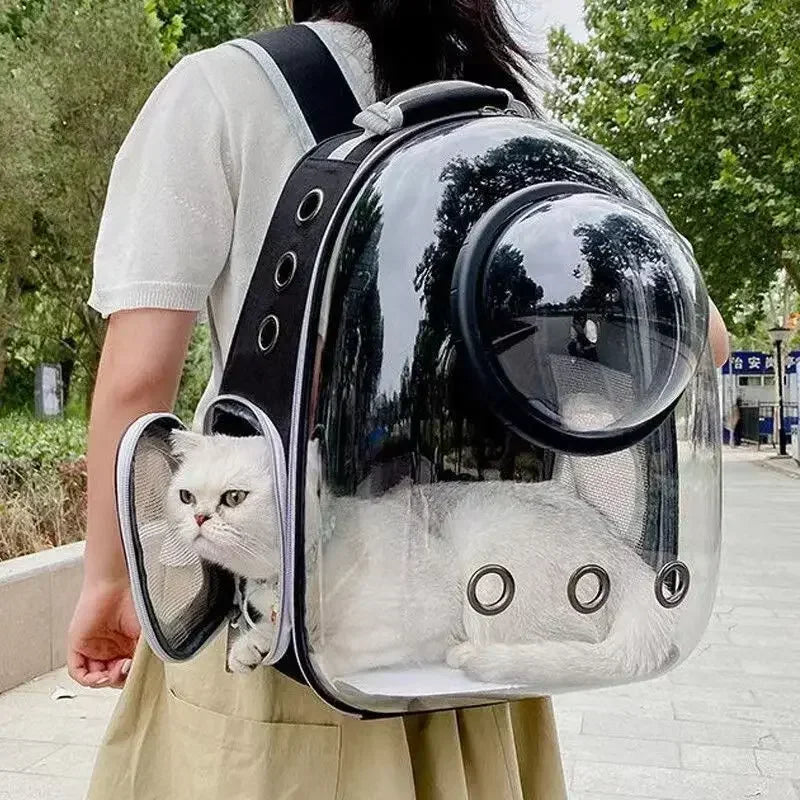 Transparent Space Capsule Pet Backpack – Breathable Cat & Dog Carrier with PVC Window