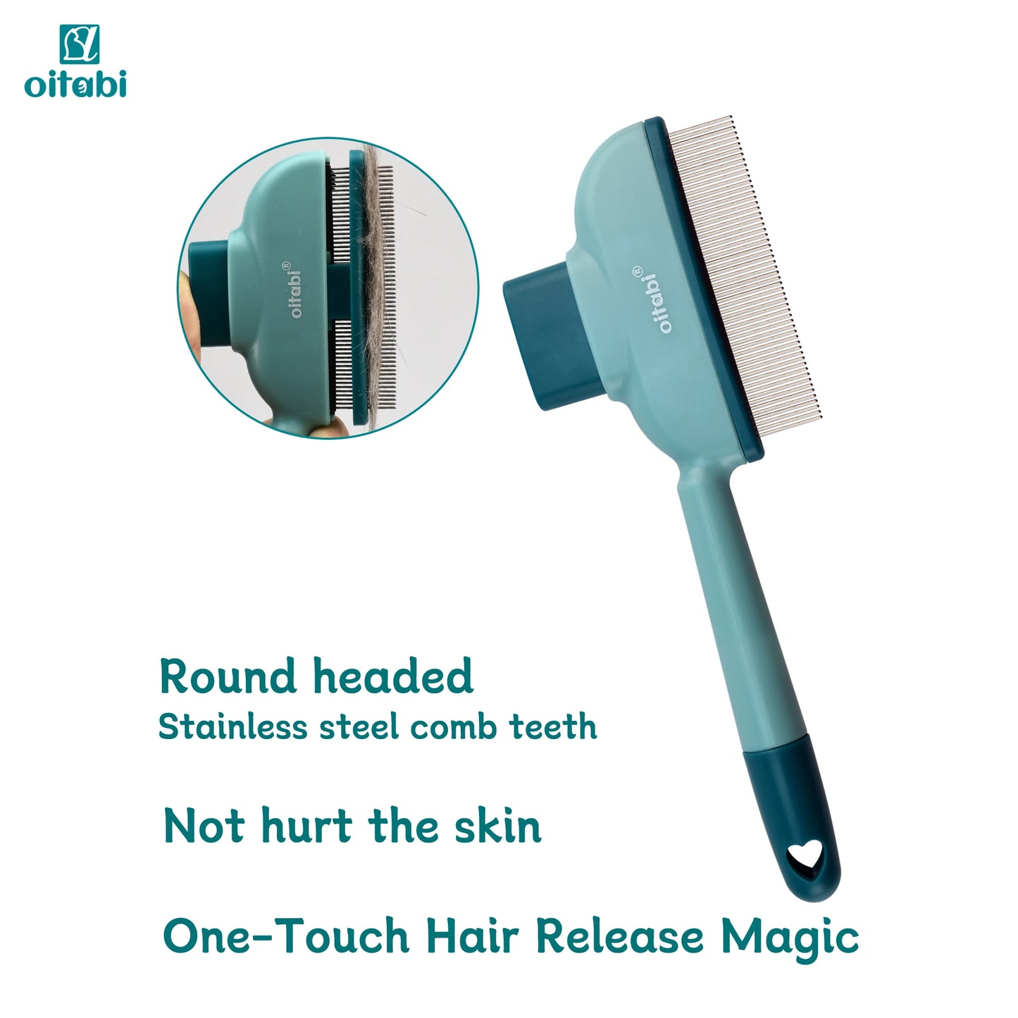 Pet Flea Comb for Dogs & Cats – Stainless Steel 57 Teeth Deshedding Grooming Brush with Self-Cleaning Button