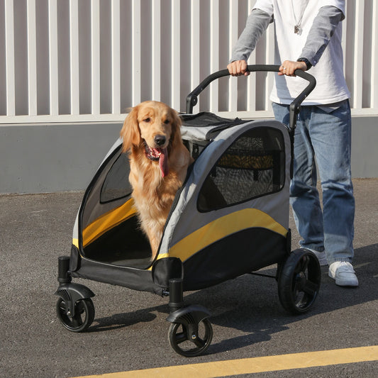Heavy-Duty Foldable Dog Stroller For Large Dogs – 4-Wheel Pet Carrier Up To 65kg