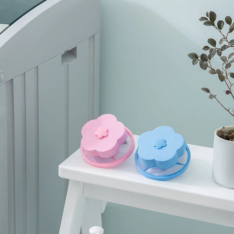 Plum Blossom Laundry Hair Catcher Ball – Floating Mesh Pet Fur & Lint Remover for Washing Machine