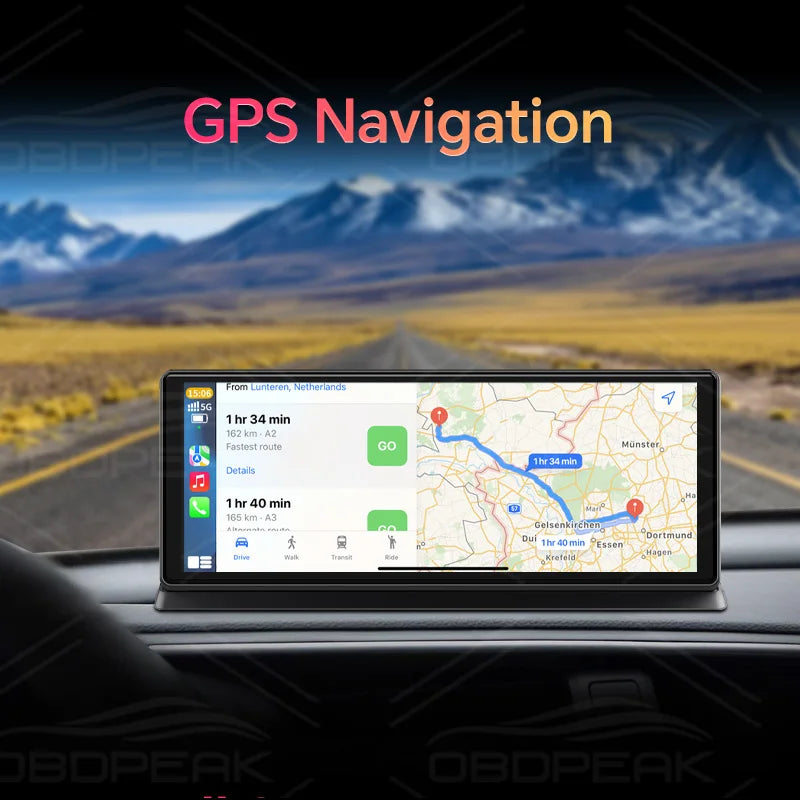 OBDPEAK K2 Pro 11.3″ Wireless CarPlay & Android Auto Screen – 4K Dual Dash Cam With GPS Navigation