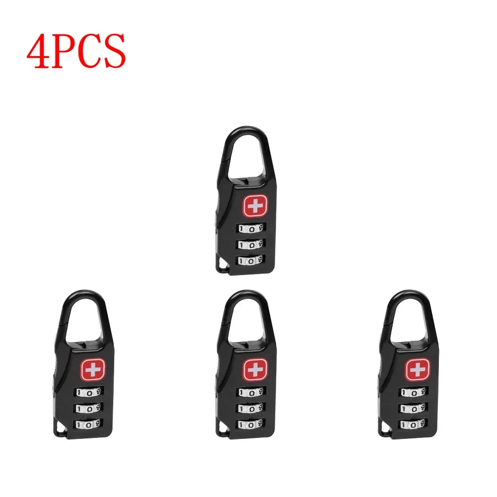 Mini 3-Digit Combination Padlock – Alloy Travel Lock for Luggage and Backpacks, 1–8 Pieces