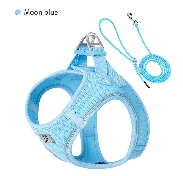 Reflective Dog Harness & Leash Set – Adjustable Step-In Vest for Small & Medium Dogs