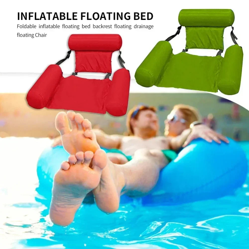 Foldable Floating Water Hammock – Inflatable Pool Lounger Mat for Swimming & Beach