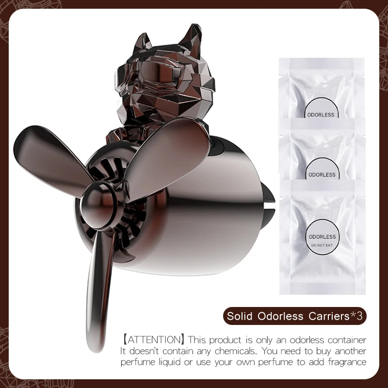 Pilot Bulldog Car Air Freshener – Rotating Airplane Vent Clip Ornament With Fragrance