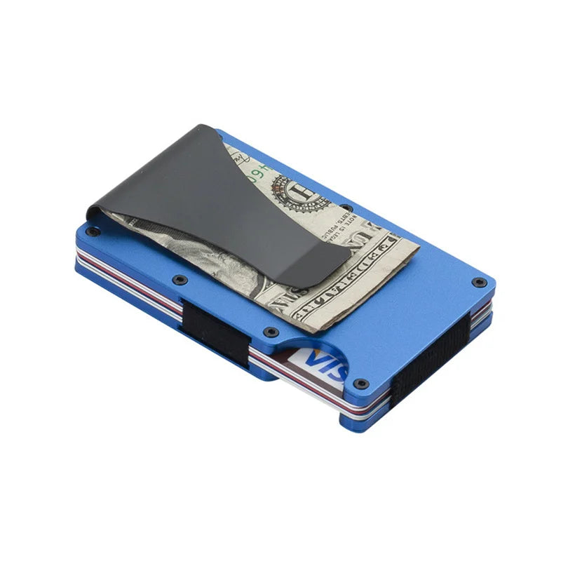 RFID-Blocking Aluminum Card Holder Wallet With Money Clip – Slim Metal Credit Card Case