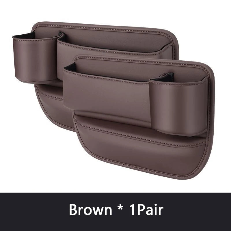 PU Leather Car Seat Gap Organizer With Phone, Cup And Key Storage – 1/2 Pieces
