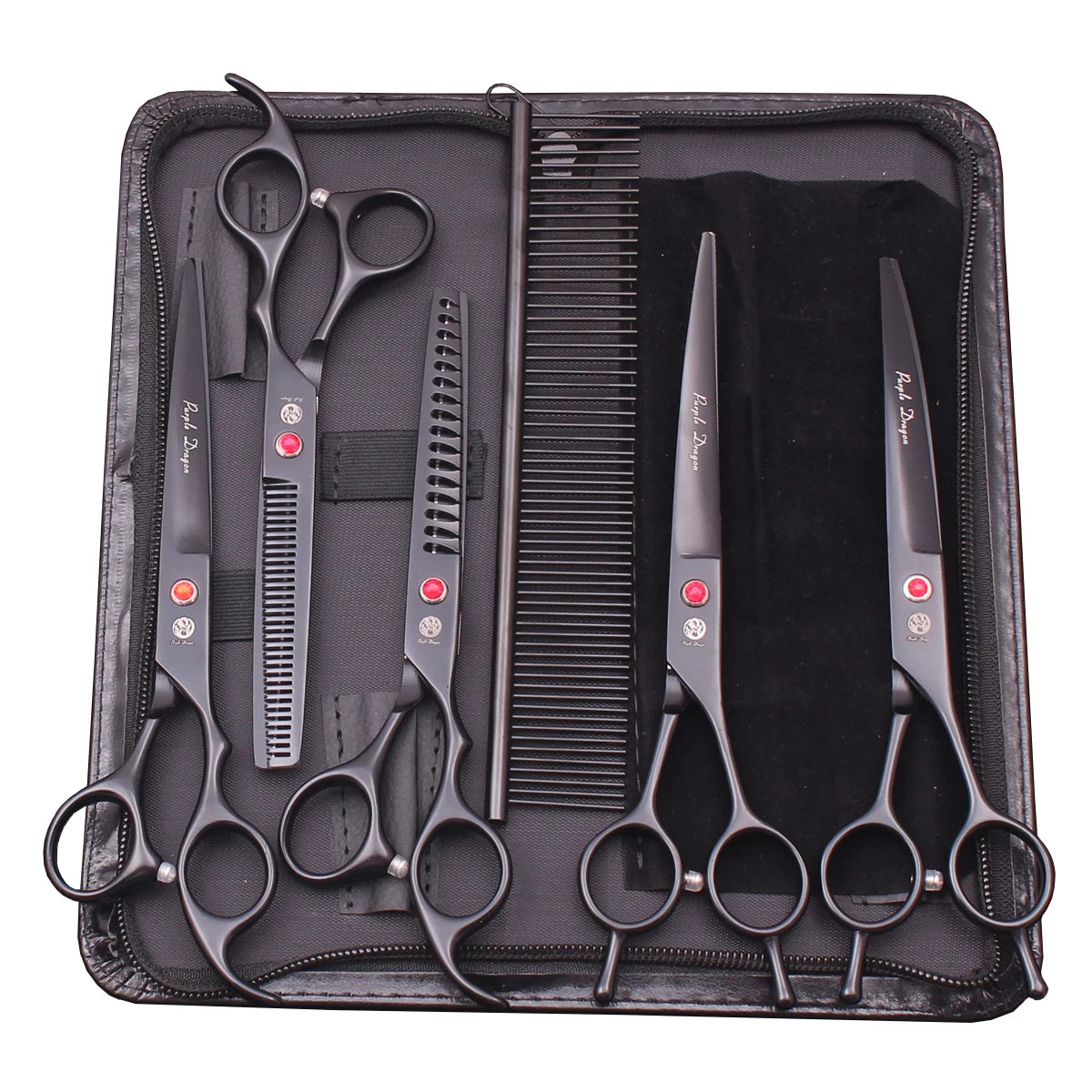 Purple Dragon Professional Dog Grooming Scissors Kit – 6.5” & 7” Japan 440C Stainless Steel Shears Set (Z3002)