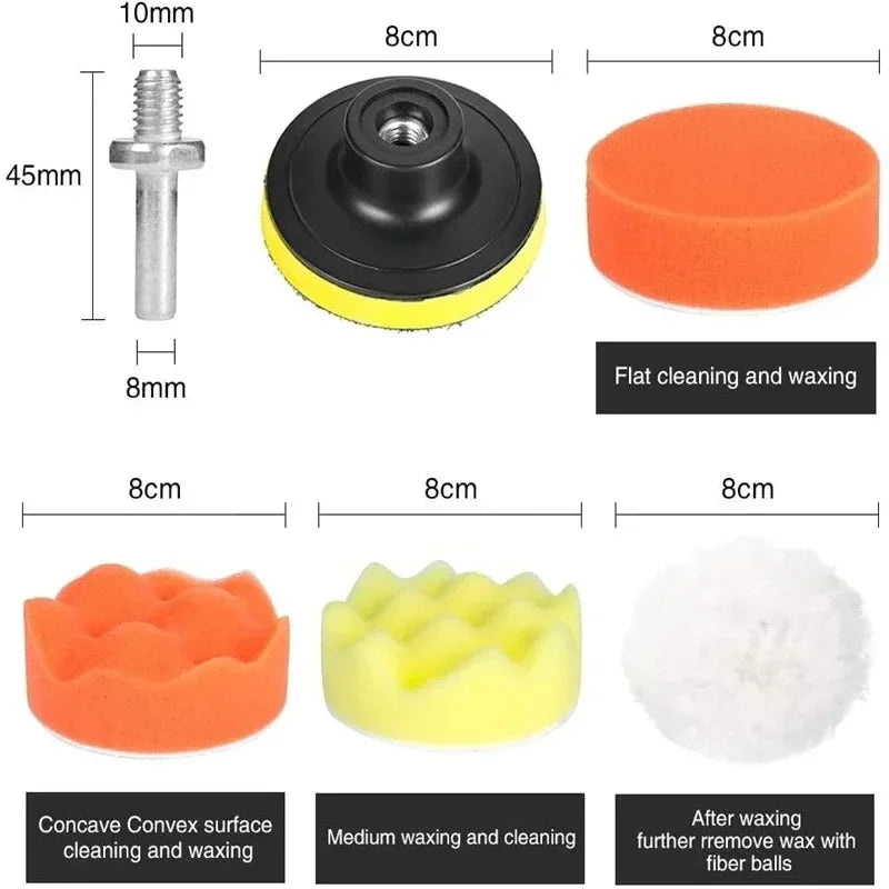 Car Polishing Sponge Pad Kit – Reusable Foam Buffer Pads for Waxing & Detailing