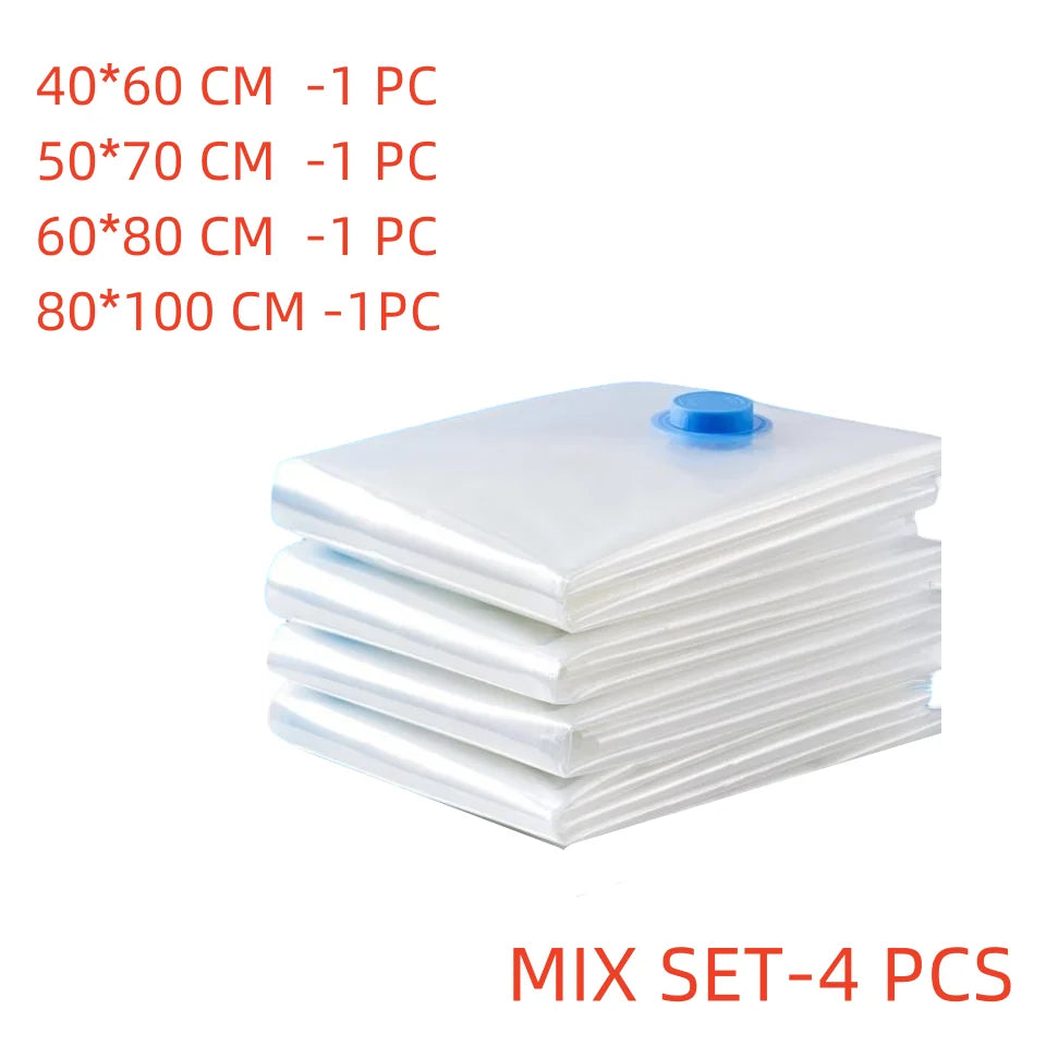 PEISI Vacuum Storage Bags with Pump – Reusable Clothes Compression Bags for Travel & Space Saving (3–5 Pack)