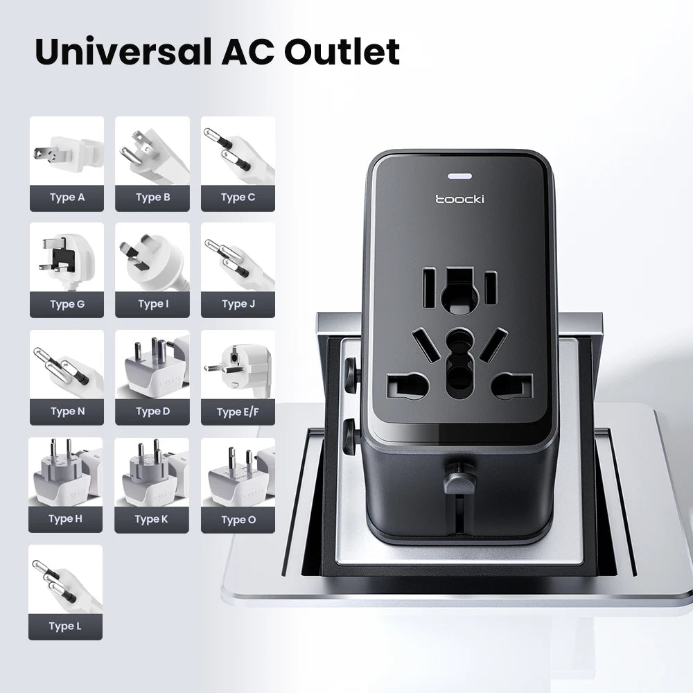 75W GaN Universal Travel Adapter – 3 USB-C, USB-A & AC Outlet for US, UK, EU and Australia