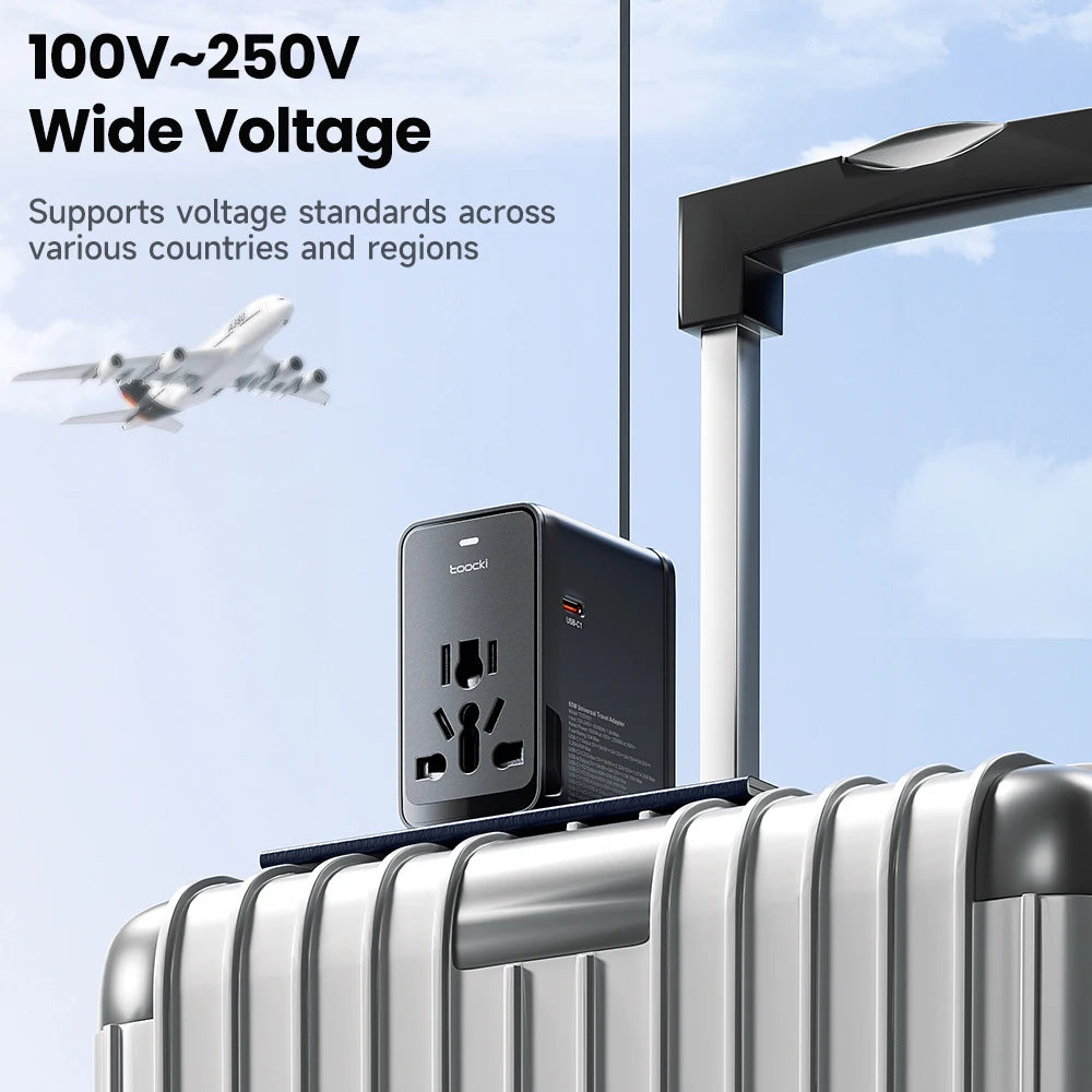 75W GaN Universal Travel Adapter – 3 USB-C, USB-A & AC Outlet for US, UK, EU and Australia