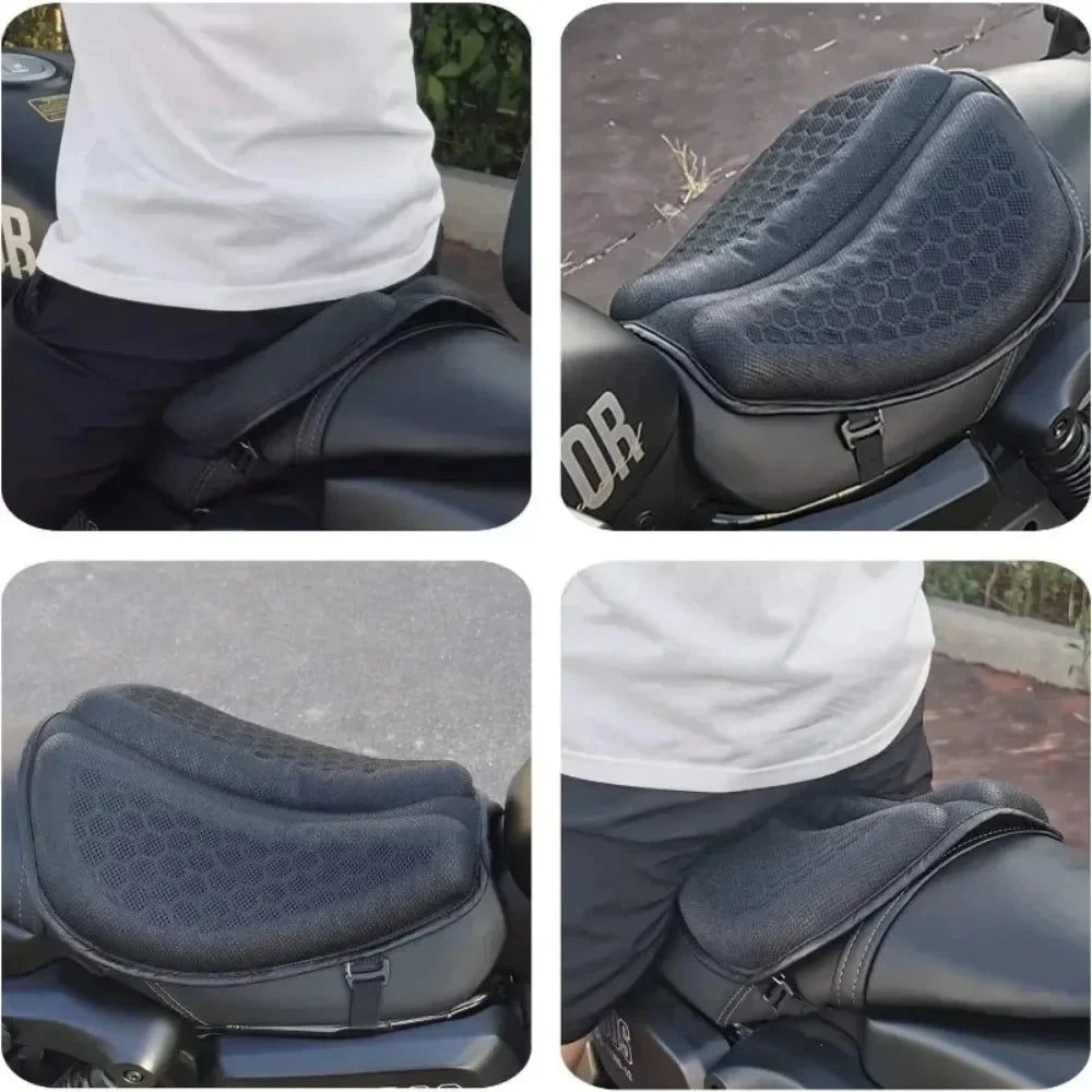 3D Honeycomb Motorcycle Gel Seat Cushion – Anti-Slip Pressure Relief Ride Pad for Motorbike Comfort