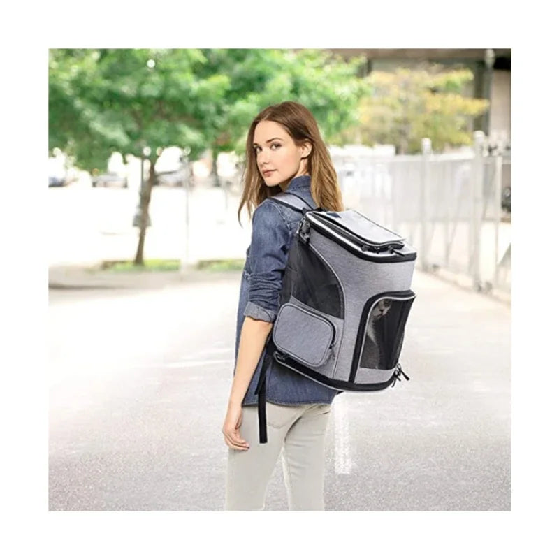 Expandable Breathable Pet Carrier Backpack – Foldable Travel Bag for Cats & Small Dogs