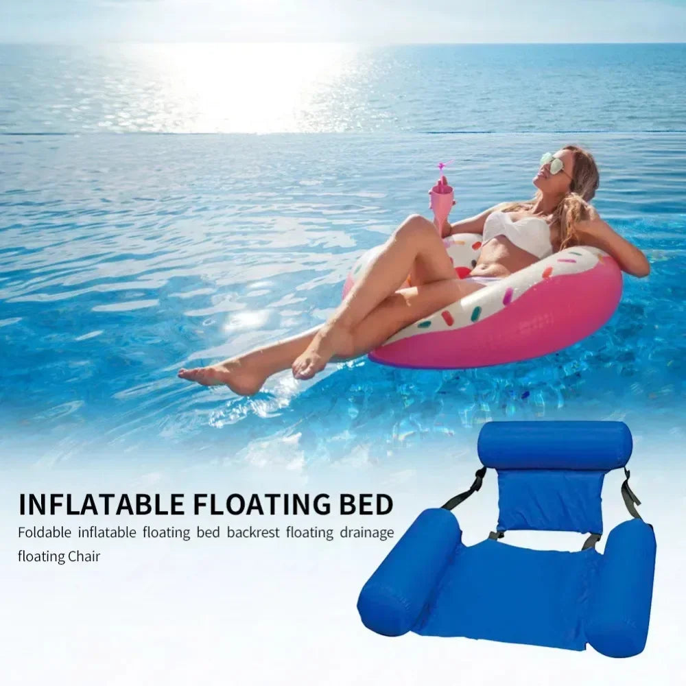 Foldable Floating Water Hammock – Inflatable Pool Lounger Mat for Swimming & Beach